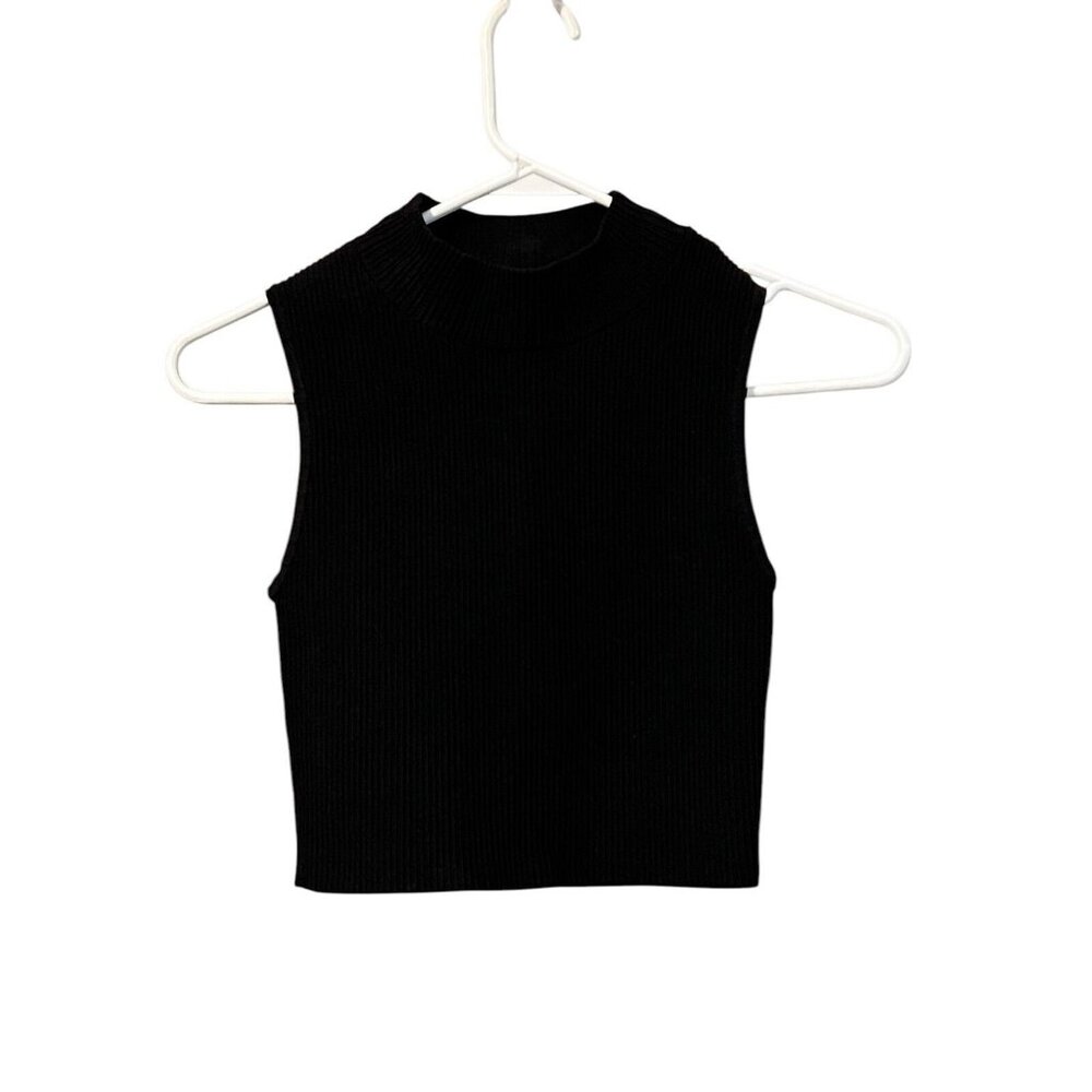 Babaton Black High Neck Draped Sleeveless Top XXS Preppy Modern Athleisure Comfy
